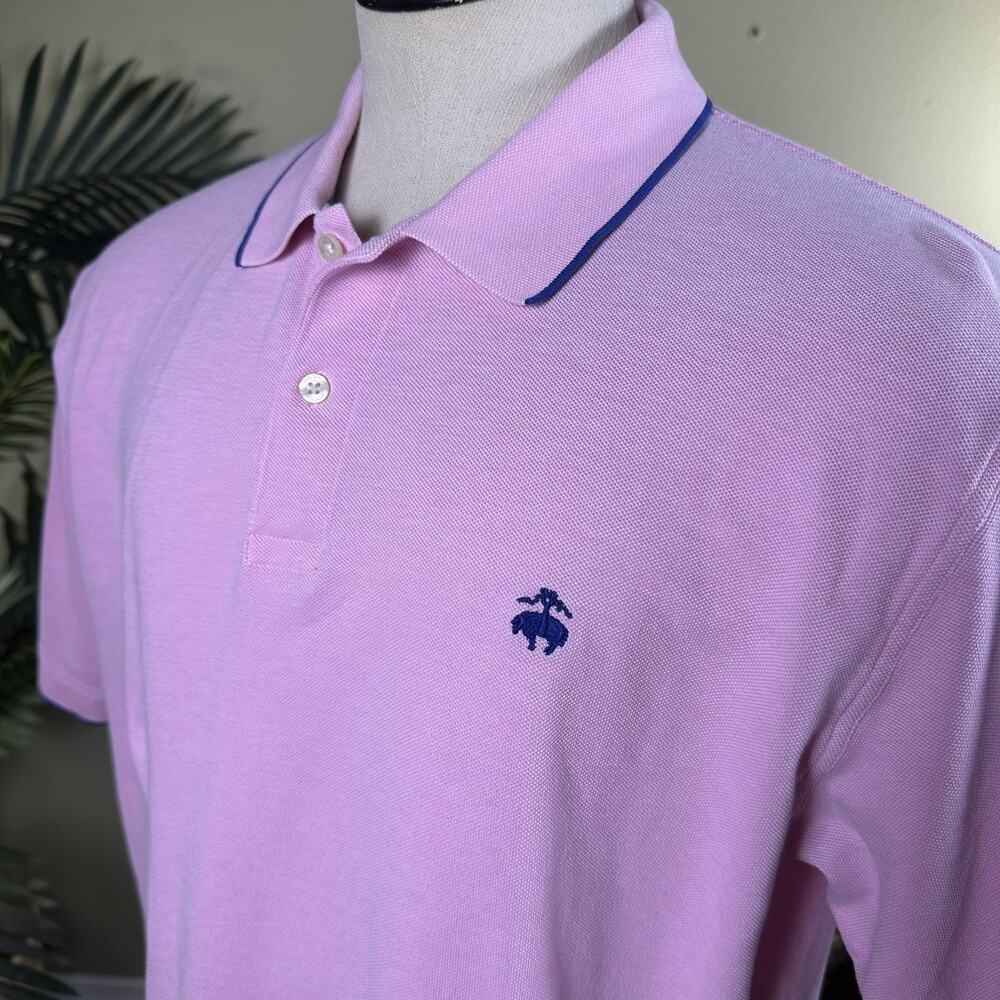Brooks Brothers Men XL Performance Polo Cotton Pink Navy short sleeve